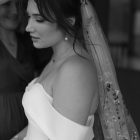 bride in pearl hoops