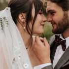 bride in pearl hoops