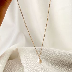 pearl pendant on gold satellite chain